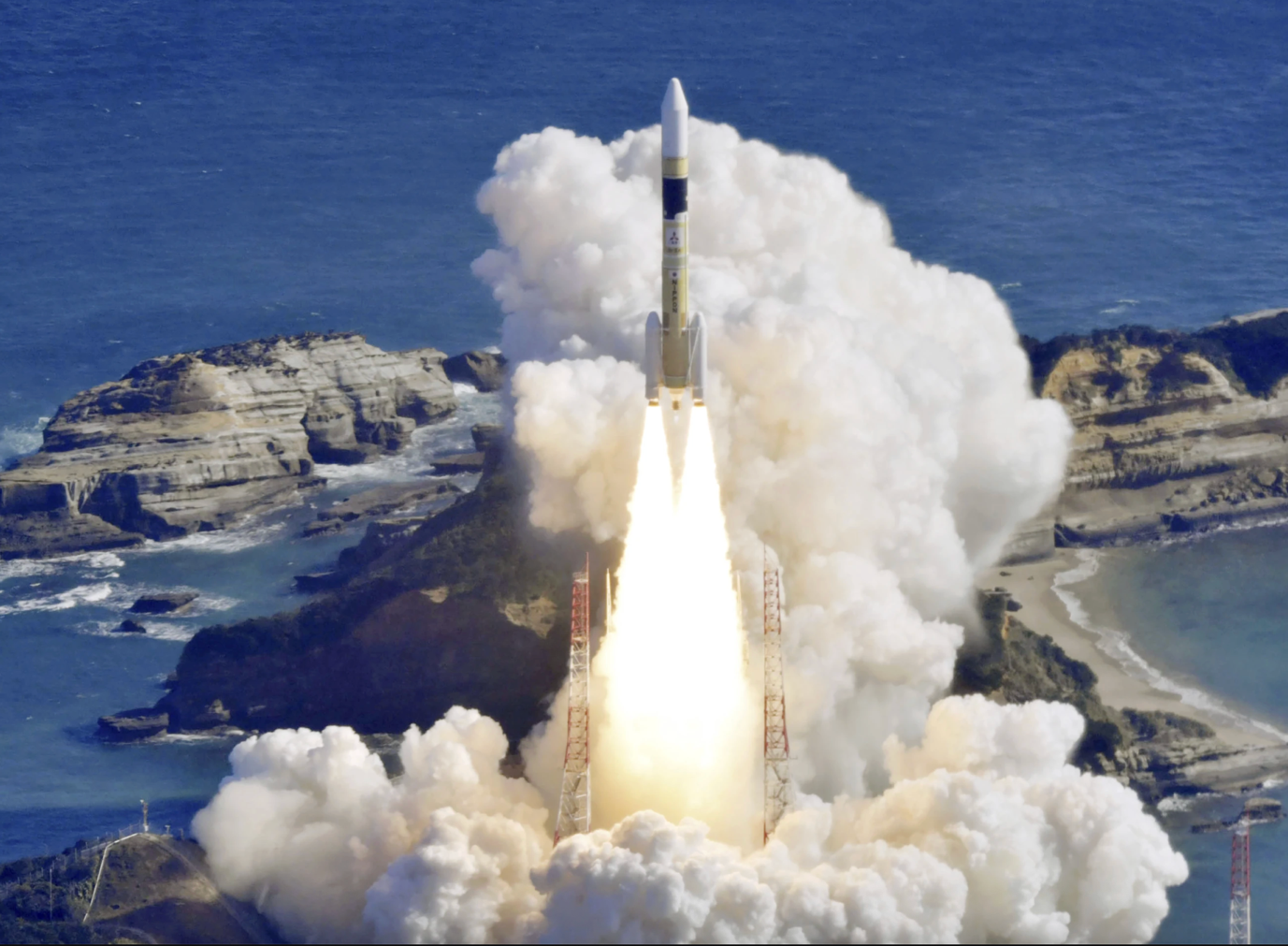 An H2A rocket lifts off the Tanegashima Space Center in January 2024 with the Japanese satellite “Optical-8” which keeps a watchful eye over North-Korea and China. Source: Kyodo News via AP.