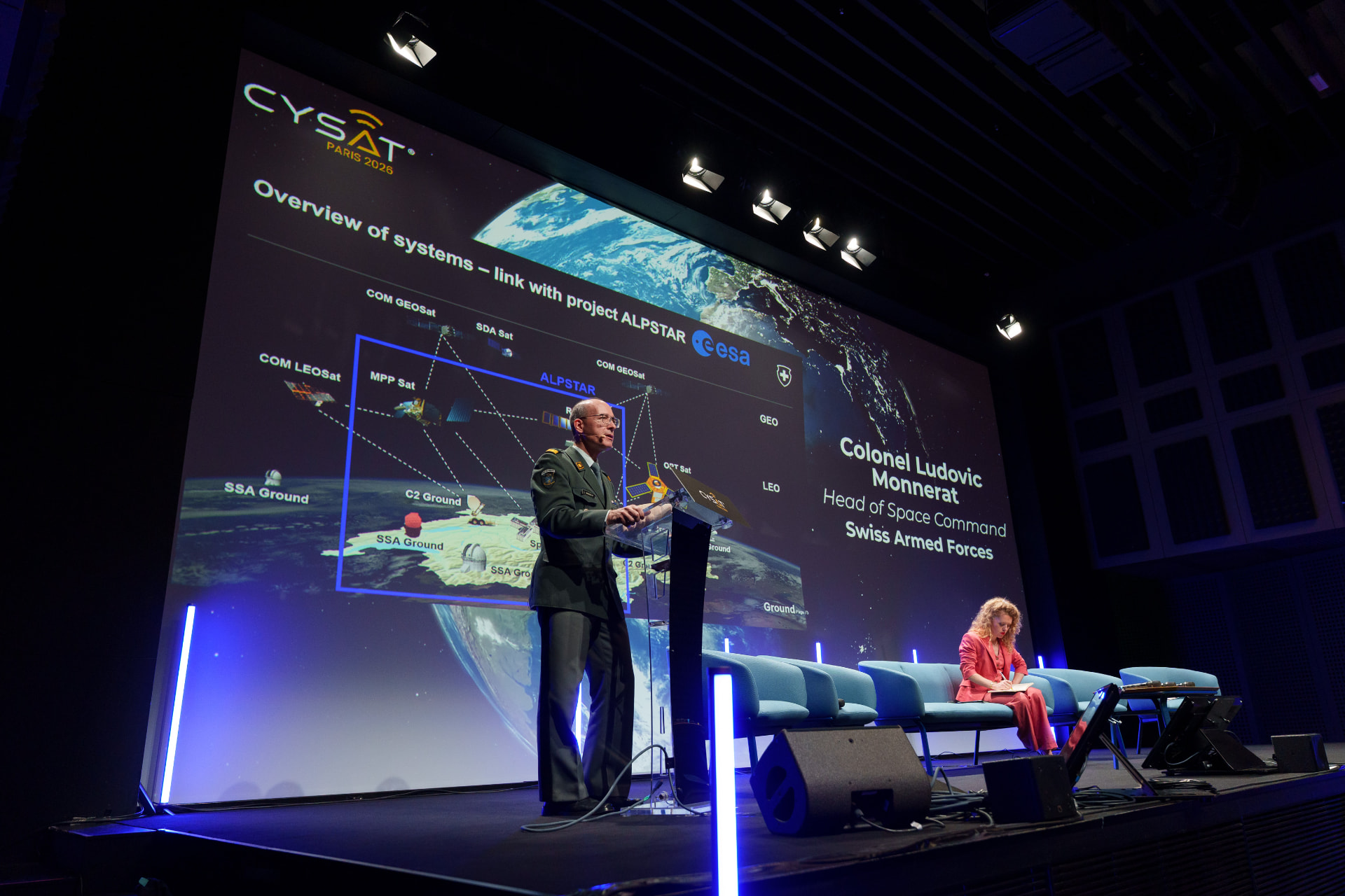 Colonel Ludovic Monnerat, Head of Space Command, Swiss Armed Forces, presents ALPSTAR at CYSAT Paris 2026