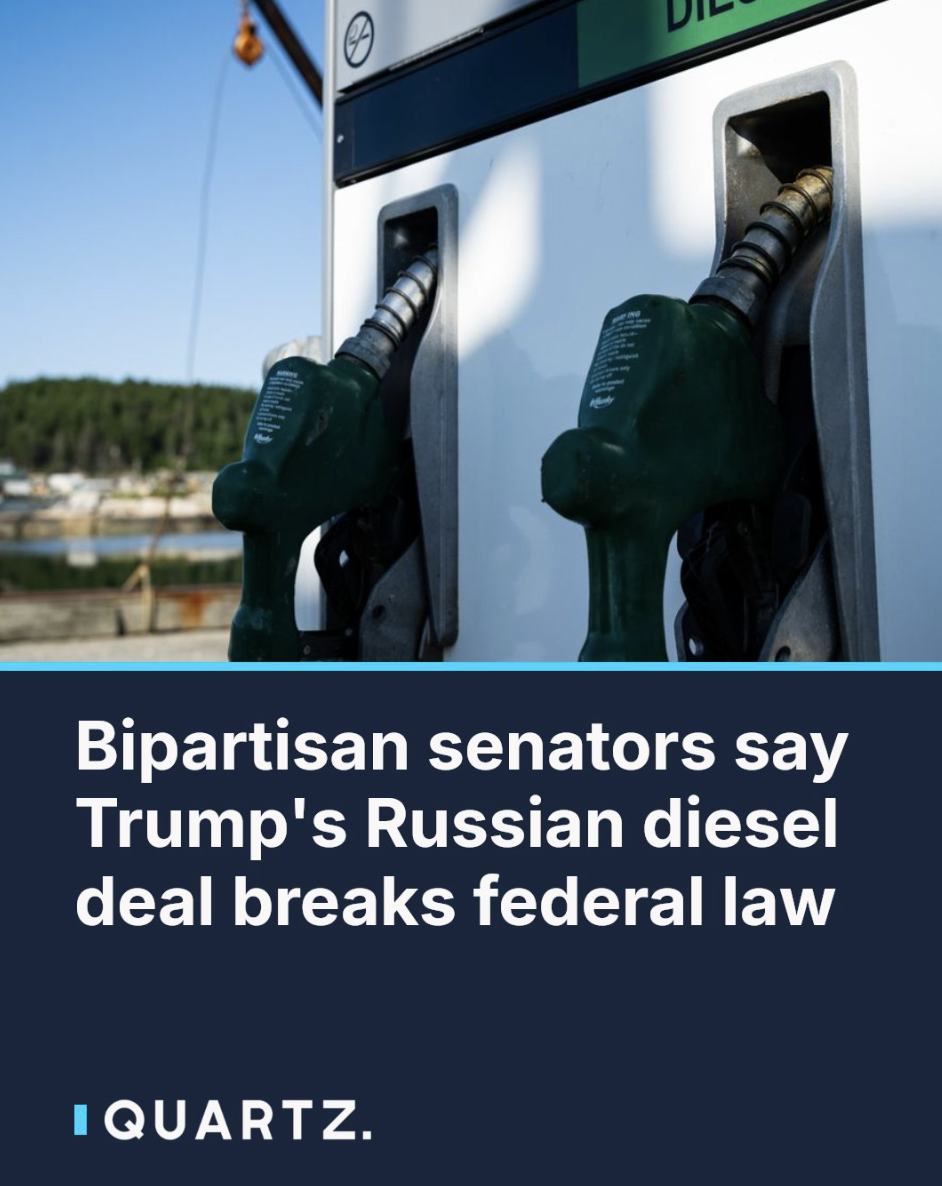 As of editing time, at least 7 bipartisan senators had formally opposed the diesel deal. Credit: Quartz.